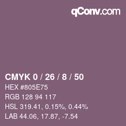 Farbcode: CMYK 0 / 26 / 8 / 50 | qconv.com