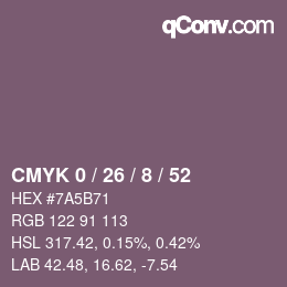 カラーコード: CMYK 0 / 26 / 8 / 52 | qconv.com