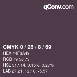 Color code: CMYK 0 / 26 / 8 / 69 | qconv.com