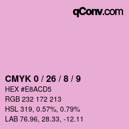 カラーコード: CMYK 0 / 26 / 8 / 9 | qconv.com