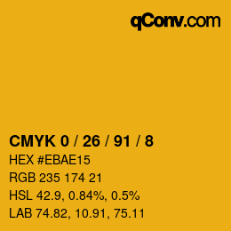 カラーコード: CMYK 0 / 26 / 91 / 8 | qconv.com