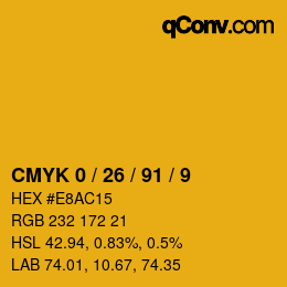 Color code: CMYK 0 / 26 / 91 / 9 | qconv.com