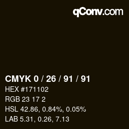 Color code: CMYK 0 / 26 / 91 / 91 | qconv.com