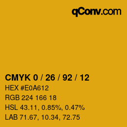 Color code: CMYK 0 / 26 / 92 / 12 | qconv.com