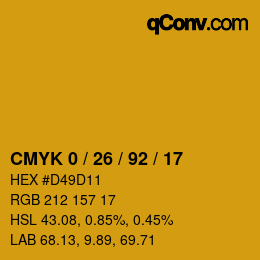 Color code: CMYK 0 / 26 / 92 / 17 | qconv.com