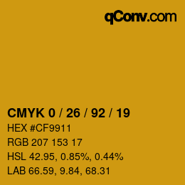 Código de color: CMYK 0 / 26 / 92 / 19 | qconv.com