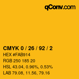 Farbcode: CMYK 0 / 26 / 92 / 2 | qconv.com