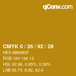 Color code: CMYK 0 / 26 / 92 / 28 | qconv.com