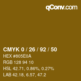 カラーコード: CMYK 0 / 26 / 92 / 50 | qconv.com