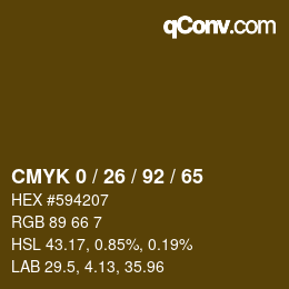 カラーコード: CMYK 0 / 26 / 92 / 65 | qconv.com