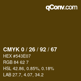 カラーコード: CMYK 0 / 26 / 92 / 67 | qconv.com