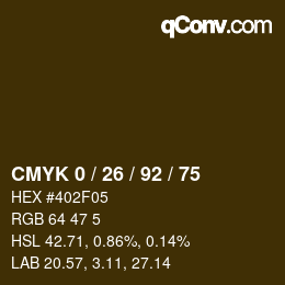 カラーコード: CMYK 0 / 26 / 92 / 75 | qconv.com
