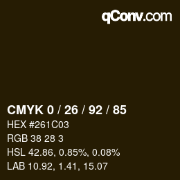 カラーコード: CMYK 0 / 26 / 92 / 85 | qconv.com