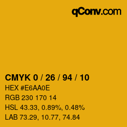 Color code: CMYK 0 / 26 / 94 / 10 | qconv.com