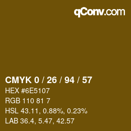 Color code: CMYK 0 / 26 / 94 / 57 | qconv.com