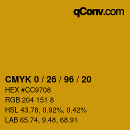 Color code: CMYK 0 / 26 / 96 / 20 | qconv.com