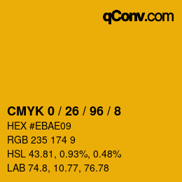 カラーコード: CMYK 0 / 26 / 96 / 8 | qconv.com