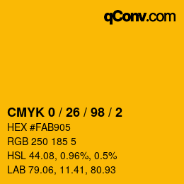 Color code: CMYK 0 / 26 / 98 / 2 | qconv.com