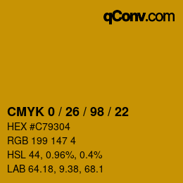 Color code: CMYK 0 / 26 / 98 / 22 | qconv.com