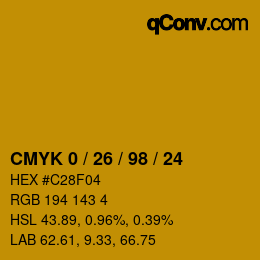 颜色代码: CMYK 0 / 26 / 98 / 24 | qconv.com