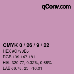 Color code: CMYK 0 / 26 / 9 / 22 | qconv.com