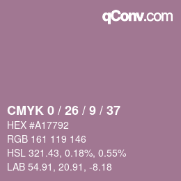 カラーコード: CMYK 0 / 26 / 9 / 37 | qconv.com