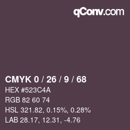カラーコード: CMYK 0 / 26 / 9 / 68 | qconv.com