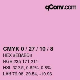カラーコード: CMYK 0 / 27 / 10 / 8 | qconv.com