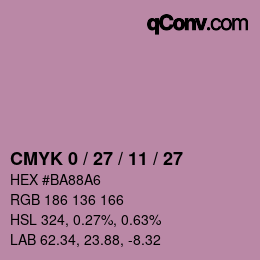 颜色代码: CMYK 0 / 27 / 11 / 27 | qconv.com