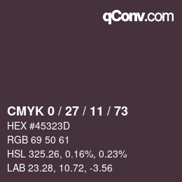 カラーコード: CMYK 0 / 27 / 11 / 73 | qconv.com