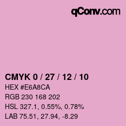 カラーコード: CMYK 0 / 27 / 12 / 10 | qconv.com