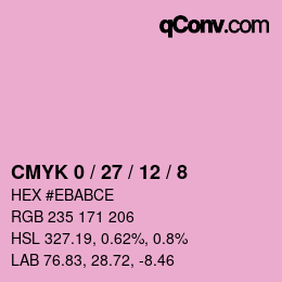 カラーコード: CMYK 0 / 27 / 12 / 8 | qconv.com