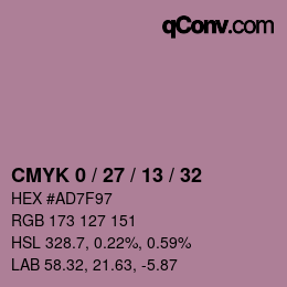 カラーコード: CMYK 0 / 27 / 13 / 32 | qconv.com
