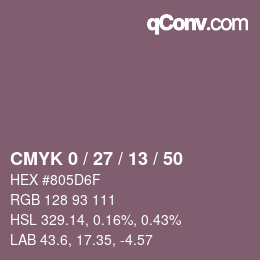 カラーコード: CMYK 0 / 27 / 13 / 50 | qconv.com
