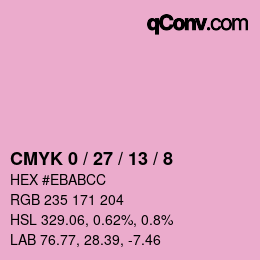 カラーコード: CMYK 0 / 27 / 13 / 8 | qconv.com