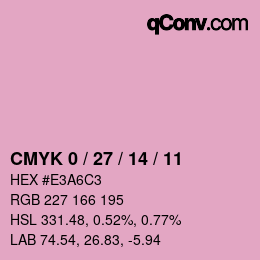 カラーコード: CMYK 0 / 27 / 14 / 11 | qconv.com