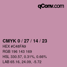カラーコード: CMYK 0 / 27 / 14 / 23 | qconv.com