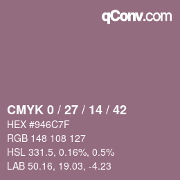 カラーコード: CMYK 0 / 27 / 14 / 42 | qconv.com