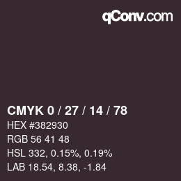 カラーコード: CMYK 0 / 27 / 14 / 78 | qconv.com