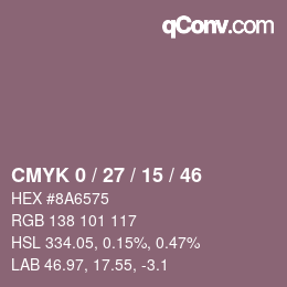 カラーコード: CMYK 0 / 27 / 15 / 46 | qconv.com