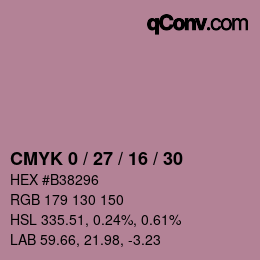 カラーコード: CMYK 0 / 27 / 16 / 30 | qconv.com