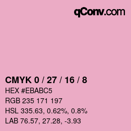 カラーコード: CMYK 0 / 27 / 16 / 8 | qconv.com