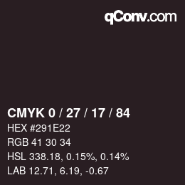 カラーコード: CMYK 0 / 27 / 17 / 84 | qconv.com