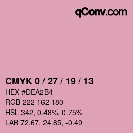 カラーコード: CMYK 0 / 27 / 19 / 13 | qconv.com