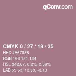 Farbcode: CMYK 0 / 27 / 19 / 35 | qconv.com