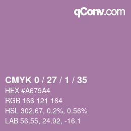 カラーコード: CMYK 0 / 27 / 1 / 35 | qconv.com