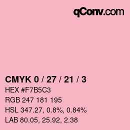 カラーコード: CMYK 0 / 27 / 21 / 3 | qconv.com