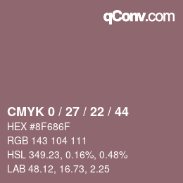 Farbcode: CMYK 0 / 27 / 22 / 44 | qconv.com