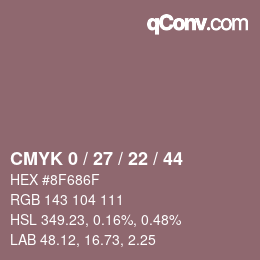 Color code: CMYK 0 / 27 / 22 / 44 | qconv.com