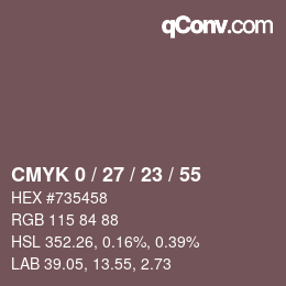 カラーコード: CMYK 0 / 27 / 23 / 55 | qconv.com